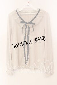 axes femme / リボンボタン使いブラウス風プルオーバー M ベージュ O-25-12-22-034-AX-TO-OW-OS