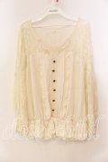 axes femme / 裾レース透けブラウス M キナリ O-25-12-22-037-AX-BL-OW-ZT505