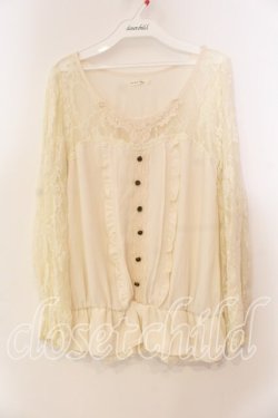 画像1: axes femme / 裾レース透けブラウス M キナリ O-25-12-22-037-AX-BL-OW-OS