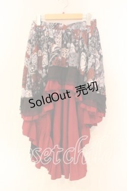画像1: Qutie Frash / 後ろロングスカート  ブラックｘレッド O-25-12-23-032-QU-SK-YM-OS