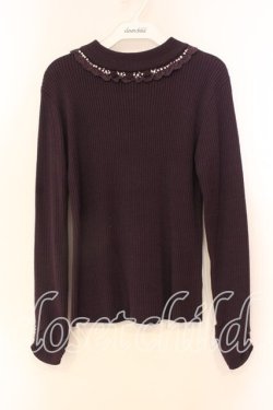 画像1: axes femme / バラボトルネックリブプルオーバー M パープル O-25-12-23-035-AX-TO-OW-OS