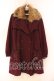 画像1: axes femme / ファー衿ポケットレースアップコート M ワイン O-25-12-23-038-AX-CO-IG-OS (1)