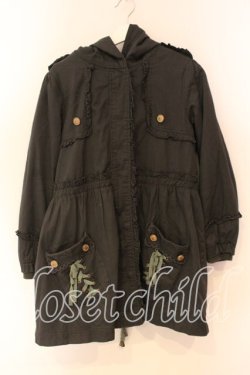 画像1: axes femme / ボアライナー付きフリルモッズコート  チャコール O-25-12-23-045-AX-CO-IG-OS