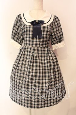 画像1: Amavel / ブローチ付きチェックワンピース F ネイビー O-25-12-23-049-CA-OP-YM-OS