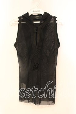 画像1: Jean Paul GAULTIER / ノースリーブパワーネット魔女フードトップス 40 ブラック O-25-12-23-004-GO-TO-YM-OS