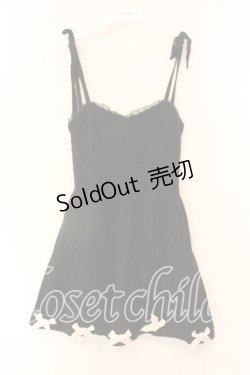 画像1: Swankiss / ケーブル編みニットリボンワンピース  クロ O-25-12-23-055-CA-OP-YM-ZT108