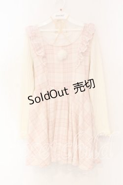 画像1: LIZ LISA / ロゴ刺繍ニット切り替えワンピース  ピンク×オフ O-25-12-23-065-LO-OP-IG-ZT221