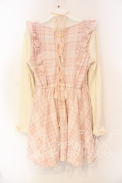 画像3: LIZ LISA / ロゴ刺繍ニット切り替えワンピース  ピンク×オフ O-25-12-23-065-LO-OP-IG-OS