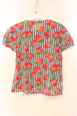 画像3: Jane Marple / ストロベリー meets ストライプのパフTシャツ Ｍ ネイビー×シロ O-25-12-23-069-JM-TS-IG-OS