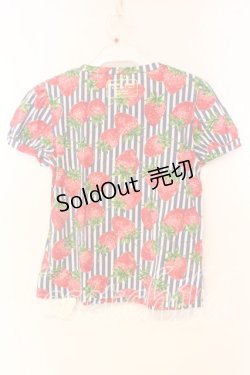 画像3: Jane Marple / ストロベリー meets ストライプのパフTシャツ Ｍ ネイビー×シロ O-25-12-23-069-JM-TS-IG-ZT108
