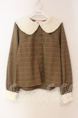 画像1: Honey Cinnamon / グレンチェック丸襟ブラウス  ブラウン O-25-12-23-072-LO-BL-IG-ZT217 (1)