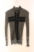 Jean Paul GAULTIER / スタンドネックリブクロスニット T160-168 グレーｘブラック O-25-12-23-002-GO-TO-YM-OS