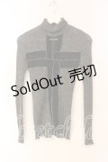 Jean Paul GAULTIER / スタンドネックリブクロスニット T160-168 グレーｘブラック O-25-12-23-002-GO-TO-YM-OS