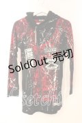 SEX POT ReVeNGe / パッチデザインロングパーカー M ブラックｘレッド O-25-12-23-020-SP-TO-YM-OS