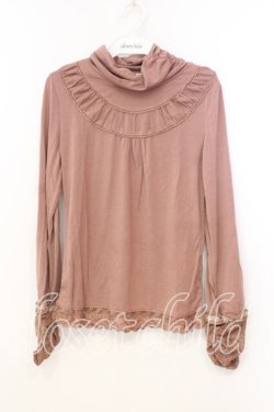 画像1: axes femme / ローズレースプチスタンドネックカットソー M ピンクベージュ O-25-12-25-001-AX-TO-IG-OS