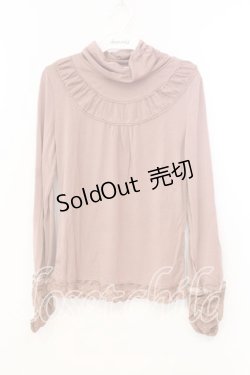 画像1: axes femme / ローズレースプチスタンドネックカットソー M ピンクベージュ O-25-12-25-001-AX-TO-IG-ZT234