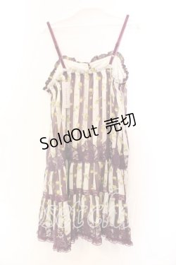 画像2: axes femme / ローズストライプキャミワンピース M パープル×アイボリー O-25-12-25-005-AX-OP-IG-OS