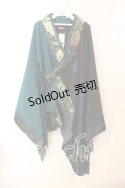 画像1: Qutie Frash / アシメ着物カーデ  ブラック×グリーン O-25-12-25-038-QU-JA-IG-OS