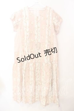 画像1: WONDERFUL WORLD / ローズブーケストライプ半袖ワンピース【お直しあり】  ピンク O-25-12-25-048-LO-OP-IG-OS