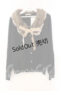 axes femme / ファー付ニットカーデ M クロ O-25-12-25-009-AX-TO-IG-OS