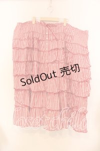 WONDERFUL WORLD / ギンガムティアードスカート【お直しあり】  アカ O-25-12-25-060-LO-SK-IG-OS