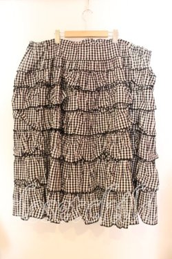 画像3: WONDERFUL WORLD / ギンガムティアードスカート【お直しあり】  クロ×シロ O-25-12-25-061-LO-SK-IG-OS