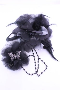 画像1: GOTHその他 / チェーン付きコサージュクリップ  ブラック O-25-12-25-1046-EL-AC-OW-OS