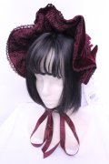 axes femme kawaii / ベルベットドールハーフボンネット  ワイン O-25-12-25-1048-AX-AC-OW-OS