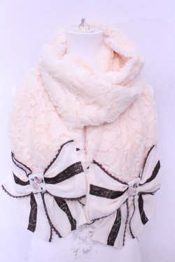 画像1: axes femme / ファーBIGリボンマフラー  アイボリー O-25-12-25-1051-AX-ZA-IG-OS