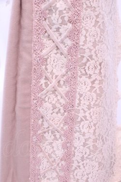 画像2: axes femme / 起毛レース切替大判ストール  ピンクベージュ O-25-12-25-1052-AX-ZA-IG-OS