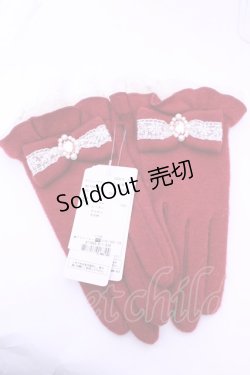 画像1: axes femme / ビジュー付Bigリボン手袋  アカ O-25-12-25-1059-AX-ZA-IG-OS