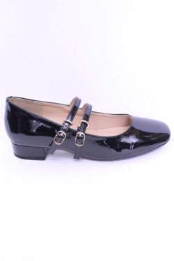 画像7: F&A / ダブルストラップスクエアトゥパンプス Ｌ クロ O-25-12-25-1062-LO-SH-IG-OS