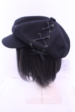 画像2: axes femme / サイド編み上げキャスケット Ｆ クロ O-25-12-25-1068-AX-AC-IG-OS