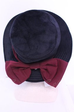 画像2: axes femme / 配色リボンベロアハット 57.5cm クロ×ワイン O-25-12-25-1069-AX-AC-IG-OS