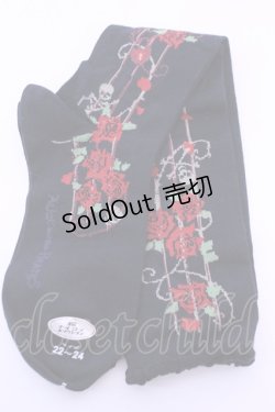 画像2: ALICE and the PIRATES / ローズジェイル柄ハイソックス  クロ×アカ O-25-12-25-1031-PA-ZA-IG-OS