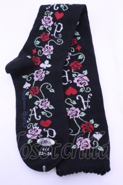 画像2: ALICE and the PIRATES / Hide-and-Seek with missin'Alice柄オーバーニーソックス  クロ O-25-12-25-1032-PA-ZA-IG-OS