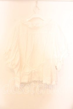 画像3: PINK HOUSE / タックフリルリボン半袖ブラウス【お直しあり】  シロ O-25-12-25-068-LO-BL-IG-OS