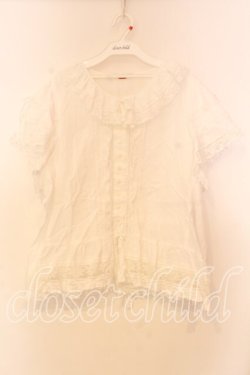 画像1: PINK HOUSE / タックレースブラウス【お直しあり】  シロ O-25-12-25-073-LO-BL-IG-OS