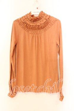 画像1: axes femme / ギャザーネックカットソー M オレンジ O-25-12-25-013-AX-TO-IG-OS