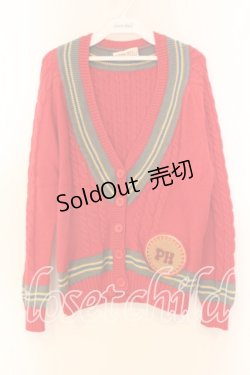 画像1: PINK HOUSE / ケーブル編みニットカーディガン  アカ O-25-12-25-083-LO-TO-IG-OS
