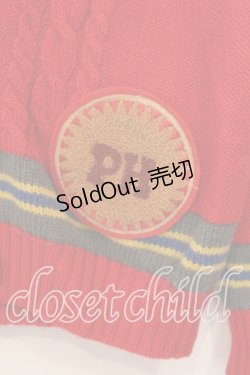 画像2: PINK HOUSE / ケーブル編みニットカーディガン  アカ O-25-12-25-083-LO-TO-IG-OS