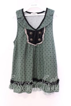 画像1: axes femme / ドット柄衿付アウターキャミ M グリーン O-25-12-25-002-AX-TO-IG-OS