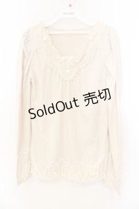 axes femme / ギャザーショルダーカットソー M アイボリー O-25-12-25-021-AX-TO-IG-OS