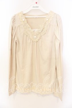 画像1: axes femme / ギャザーショルダーカットソー M アイボリー O-25-12-25-021-AX-TO-IG-OS