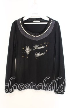 画像1: axes femme / フロッキープリントカットソー M クロ O-25-12-25-003-AX-TO-IG-OS