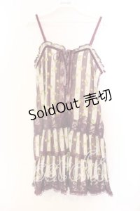 axes femme / ローズストライプキャミワンピース M パープル×アイボリー O-25-12-25-005-AX-OP-IG-OS