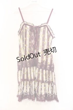 画像1: axes femme / ローズストライプキャミワンピース M パープル×アイボリー O-25-12-25-005-AX-OP-IG-OS