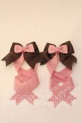 LOTUS ribbon / ツインテールリボンバレッタ  ピンク×ブラウン グログラン O-25-12-26-049-EL-ZA-IG-OS