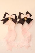 LOTUS ribbon / ツインテールリボンバレッタ  ピンク×ブラウン　チャーム O-25-12-26-051-EL-ZA-IG-OS