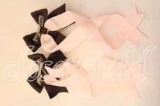 画像2: LOTUS ribbon / ツインテールリボンバレッタ  ピンク×ブラウン　チャーム O-25-12-26-051-EL-ZA-IG-ZT432-F004 (2)